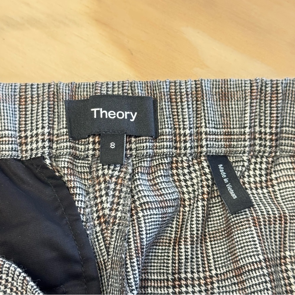 Theory Treeca Plaid Wool Straight Crop Pants‎ Career Casual Sz 8 - Picture 8 of 12